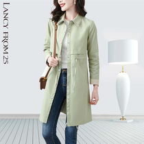 Langzi womens clothing 2022 spring and autumn new fashionable slim fit and thin casual mid-length waistcoat all-match trench coat
