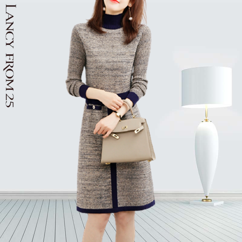 Langzi women's wear 2022 autumn and winter domestic new temperament waist-length wool knitted sweater with a dress