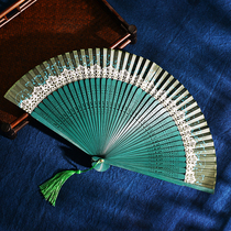 Discoloration lace folding fan met with UV white lace print Pink Lady Carry-on Clothing Qipao Walk Show Fold