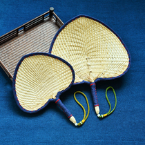 Handmade large bushel brown leaf braided hand-made cotton fabric sewing bag edge nostalgic retro fan sends elderly to catch mosquitoes