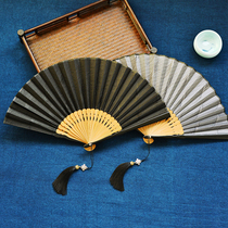 Chinese wind gustatious wind folding fan men and women Summer Pure Color Texture Day Style Hanfu Qipao Walk Show Portable Dance