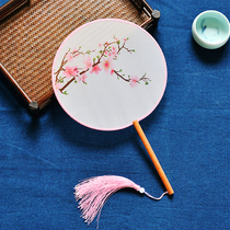 China Wind Classical Wind Long Handle Group Fan Hanfu Qipao Palace Fan Round Fan Woman Summer Walk Show Dance Photo