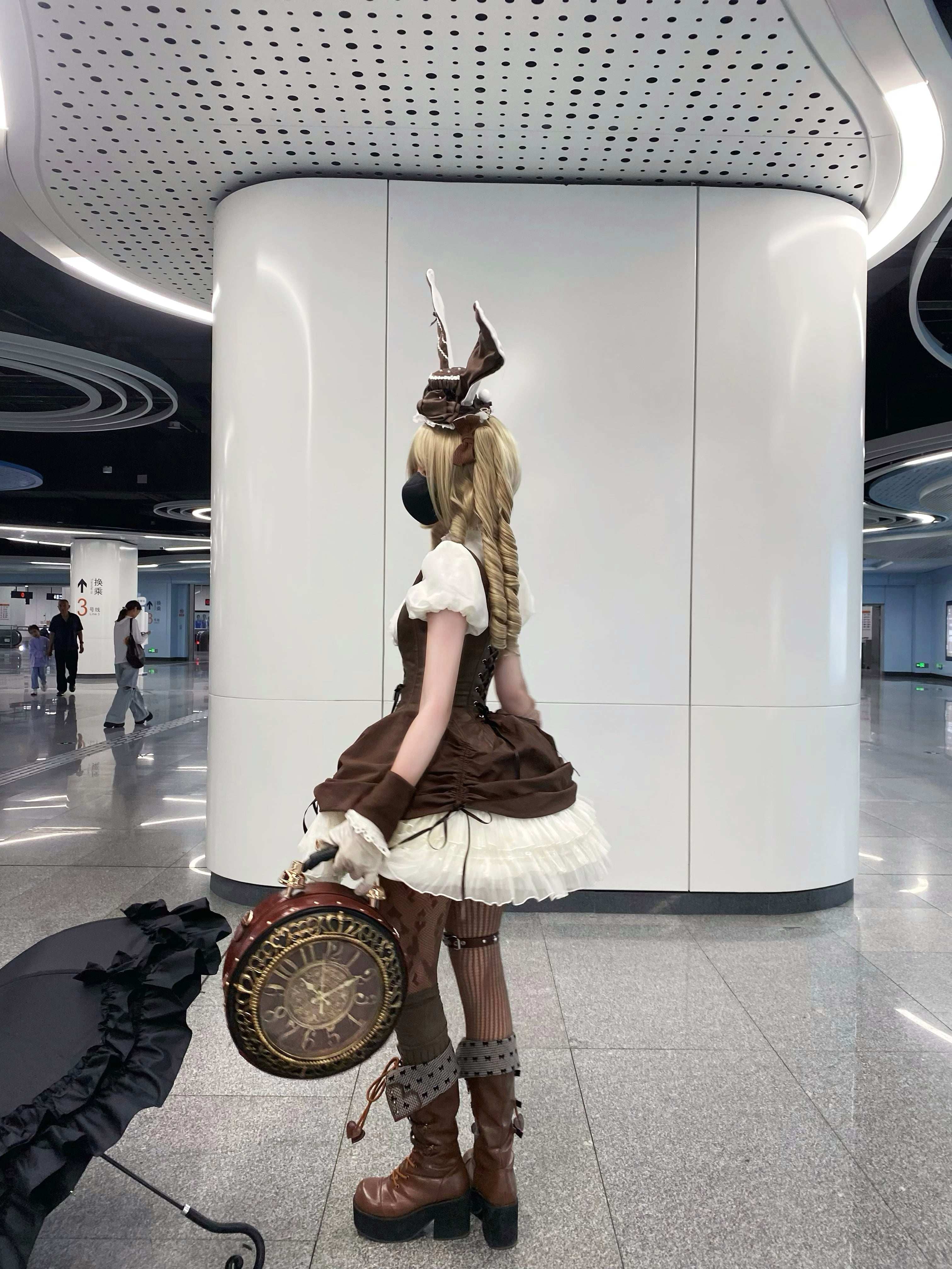 Обувь 定金|焦糖可可二团|白茶入梦原创蝴蝶结甜美高帮靴厚底圆头中长靴