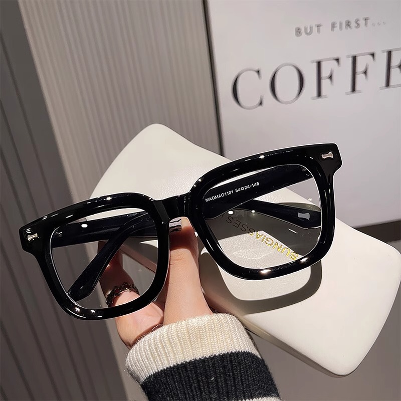 Kellen Dany France [Designer] Large Frame, Large Face, Black Frame, Blue Light Blocking Glasses for Men, Makes Face Look Smaller, Thick Frame