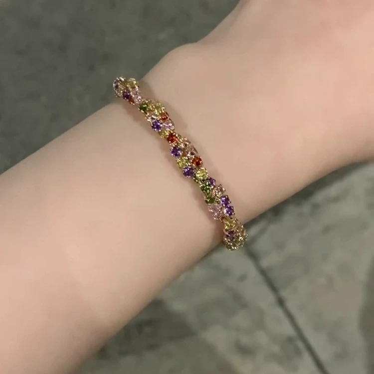 [Gulaya Bracelet Гулая разноцветные кристаллы браслет женский роскошный стиль повседневный]