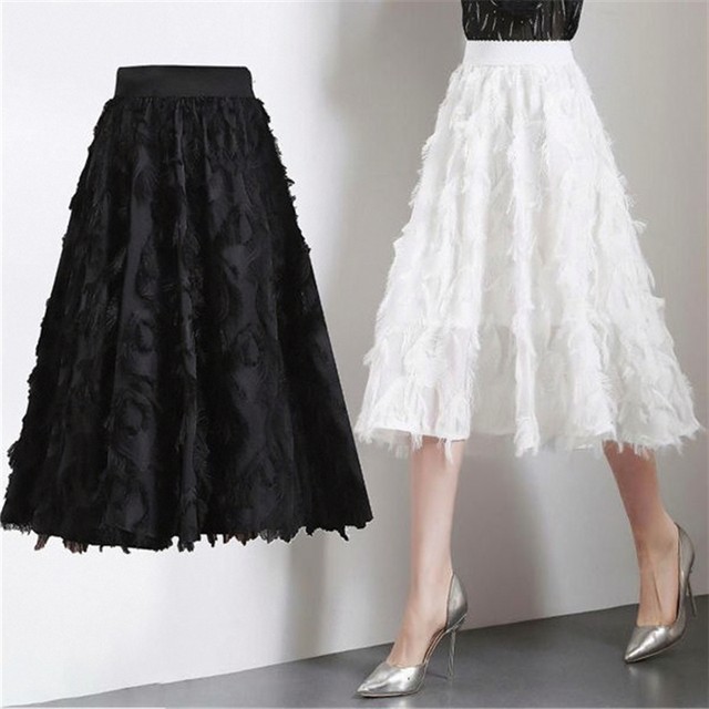 2025 Spring and Autumn New High-waisted Super Hot Fairy Sweet Chiffon Tassel Skirt Mid-Length Skirt Chic