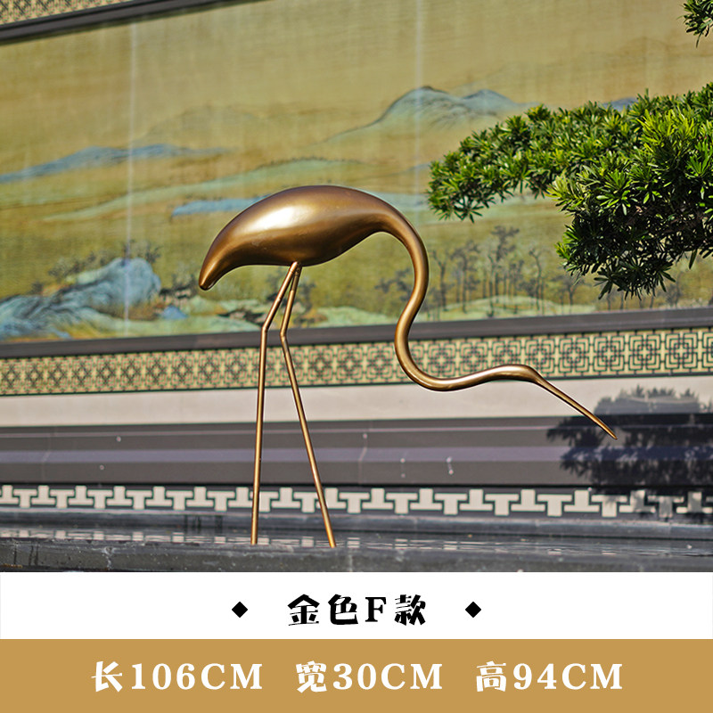 Скульптура журавля винно-красная с золотом, 94 см