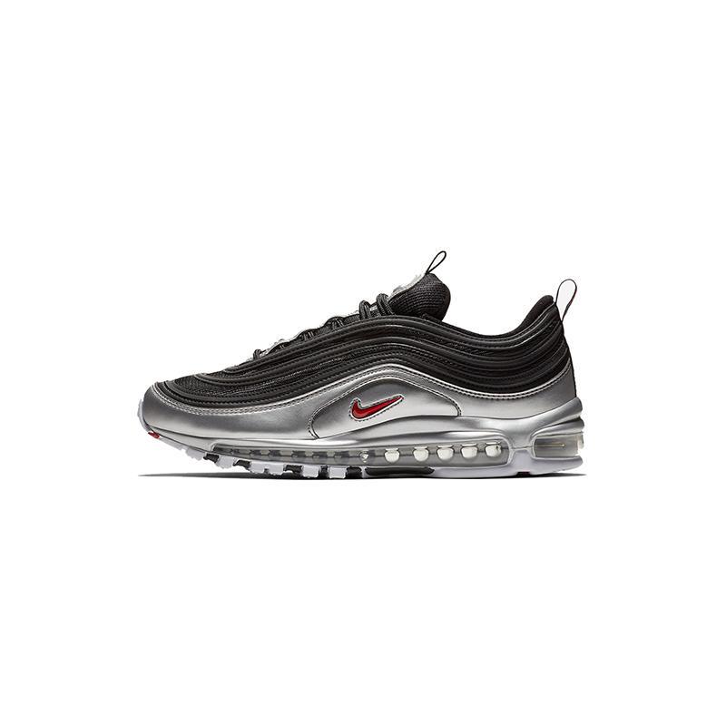 Nike Air Max 97 Qs Black and Silver Bullet Running Shoes, Same Style for Men and Women