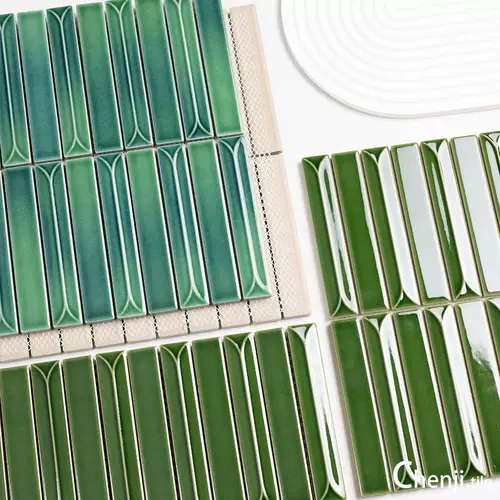 Ретро зеленая трехмерная двухрядная мозаика, французский стиль, градиент