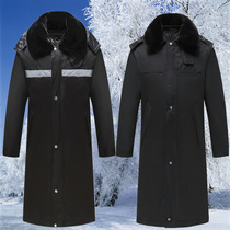 Black military cotton coat mens winter cold-proof and warm plus velvet thickened Northeastern cotton jacket long cold storage labor security cotton coat