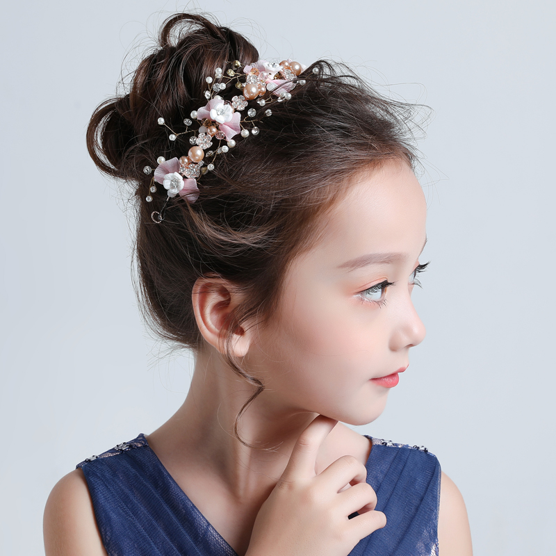 Children's headdress pink head flower garland girls hair accessories princess headband Korean lady wild girl hairband hairband