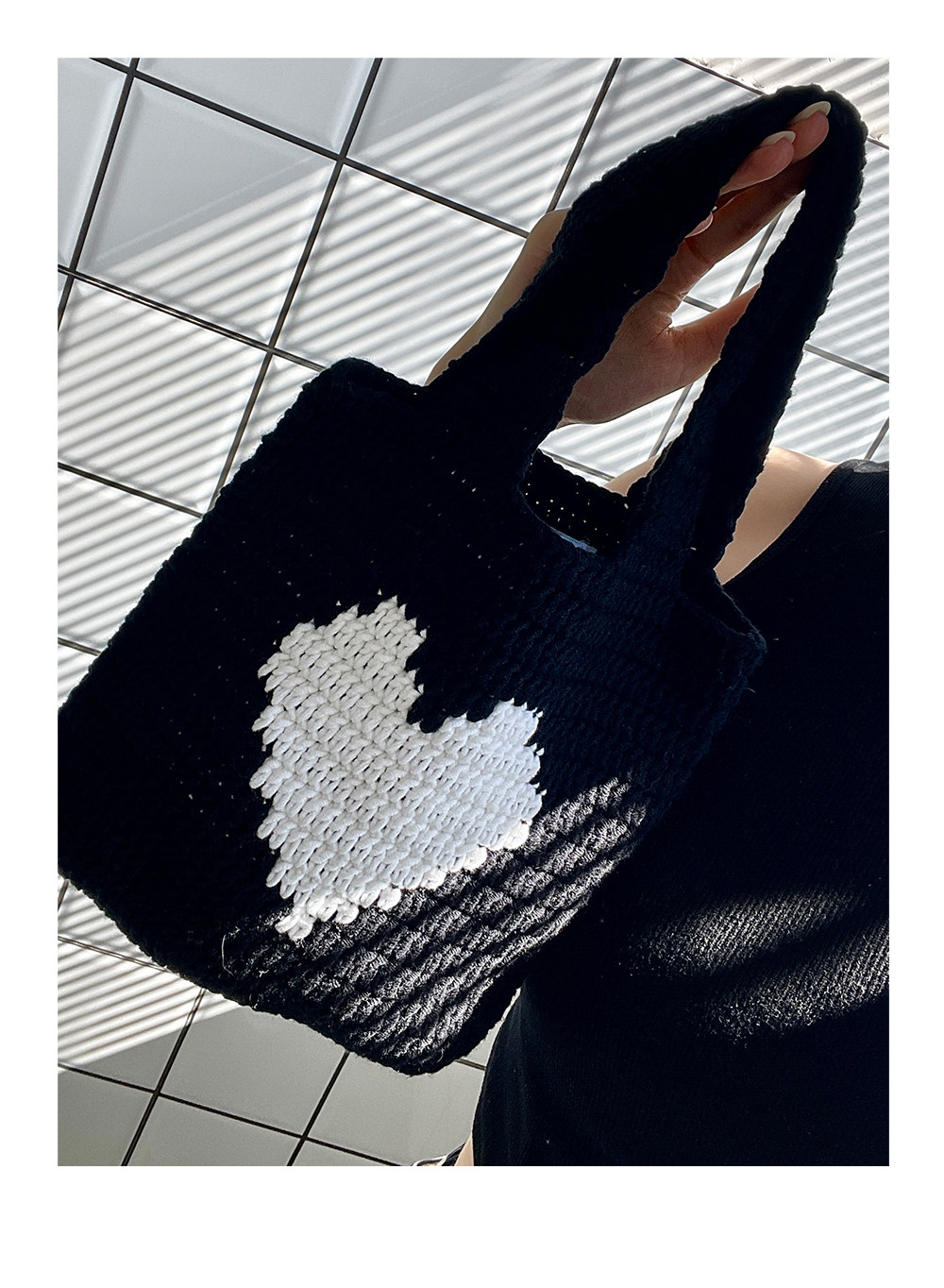 товар из китая 【纯手工】adoor 2色可爱爱心迷你手拎包妈妈手工钩织欧美ins毛线 OTHER