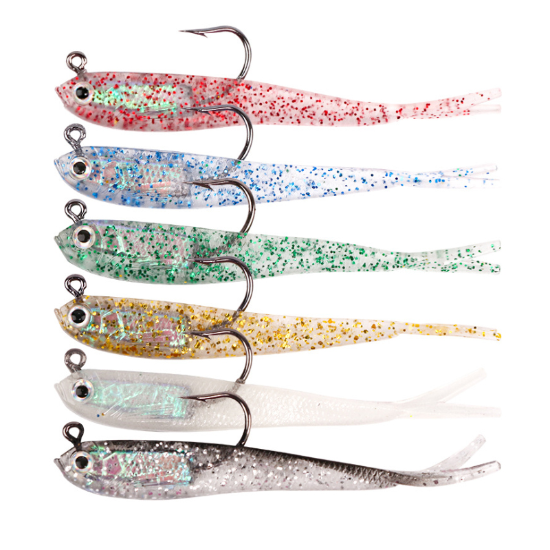 Small Grey Fish Lua Bait Pack Lead Fish With Hook Soft Fish 6 g 7cm Fishing Mandarin Bass Bionic Bait Multi-color Belt No Hook