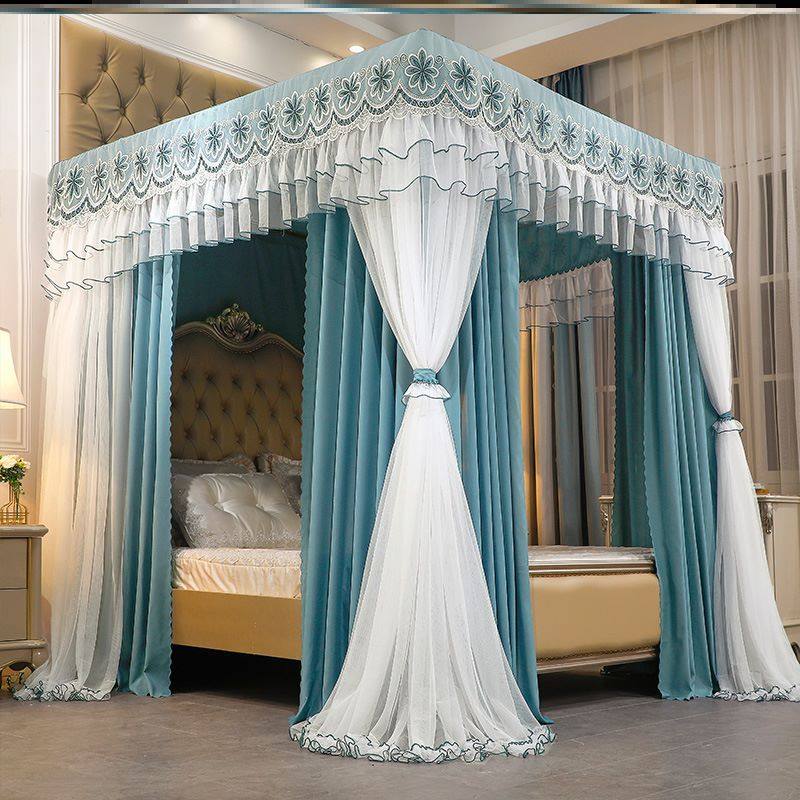 Add Mercury cloud Double mosquito net one-piece 1 5m Princess wind shading bed curtain 1 8m Court floor with bracket 2m