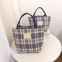 Fashion Plaid Lunch Box Bag Upper Class Lunchbox Handbag handbag Commute Bag Tote Bag Mommy Bag