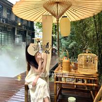 Bamboo table and chair combination for B&B yard Chinese style courtyard bamboo table and chair outdoor bamboo table and chair casual bamboo woven furniture