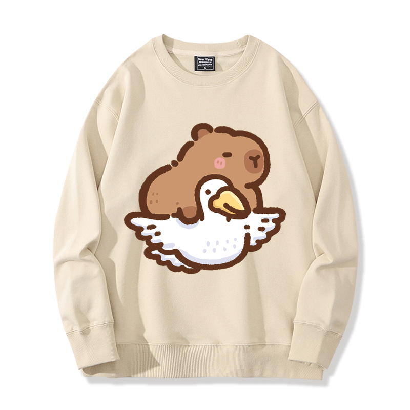 Милоe и симпатичное: кепка Kapibara Capybara Jun Oogway с круглым вырезом, толстый хлопок, футболка для мужчин и женщин, универсальная стильная повседневная одежда
