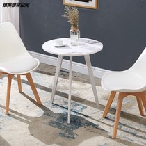 Small new white Nordic Japanese style mini solid wood marble in net red balcony small tea table in talks with small table