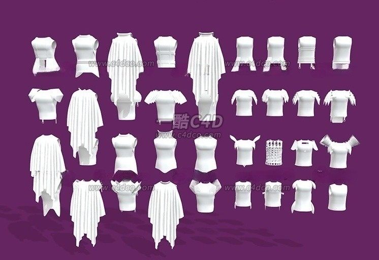 一酷C4D 科幻盔甲上衣服装设计3D模型