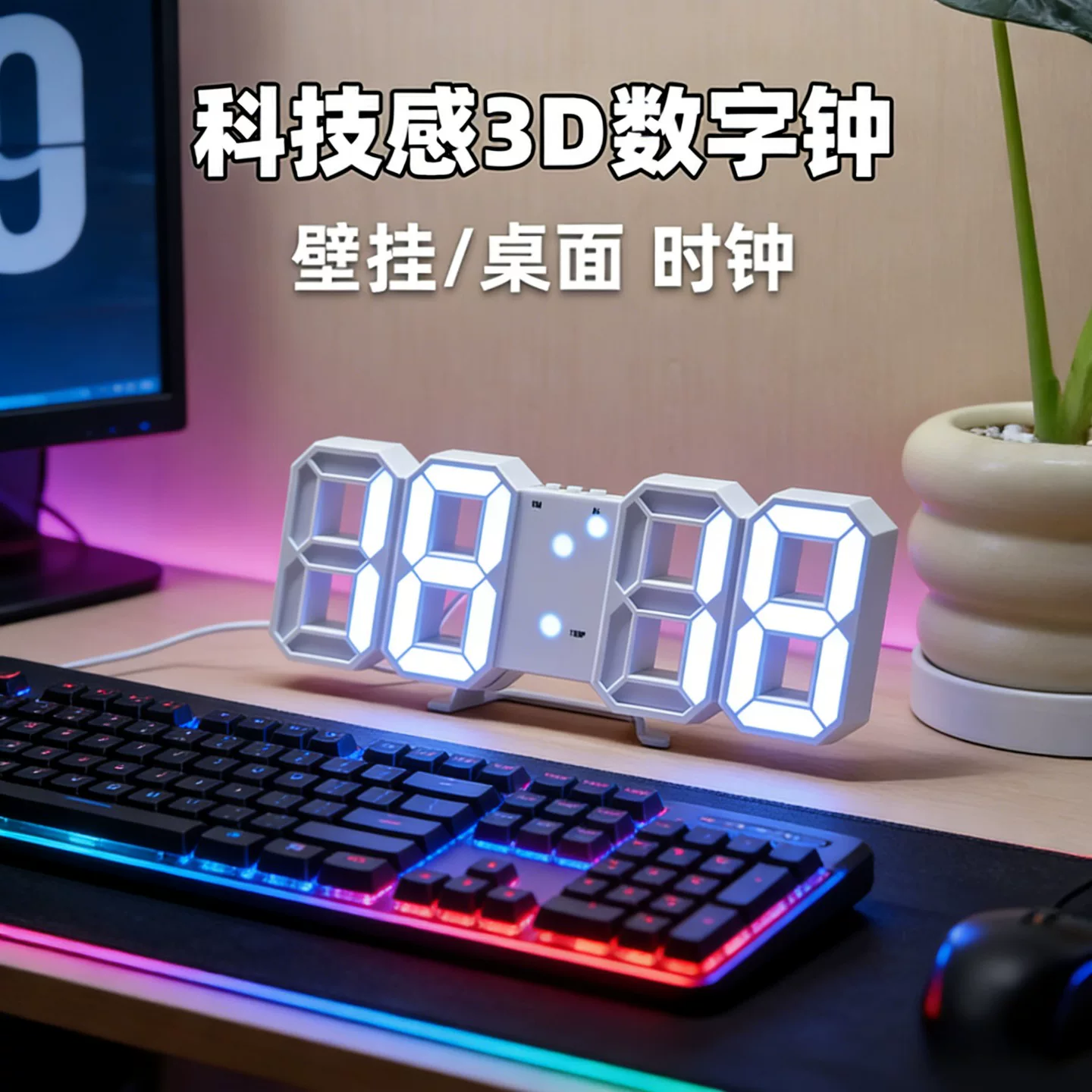 Three dimensional watch, laptop, gaming night light, decorations
