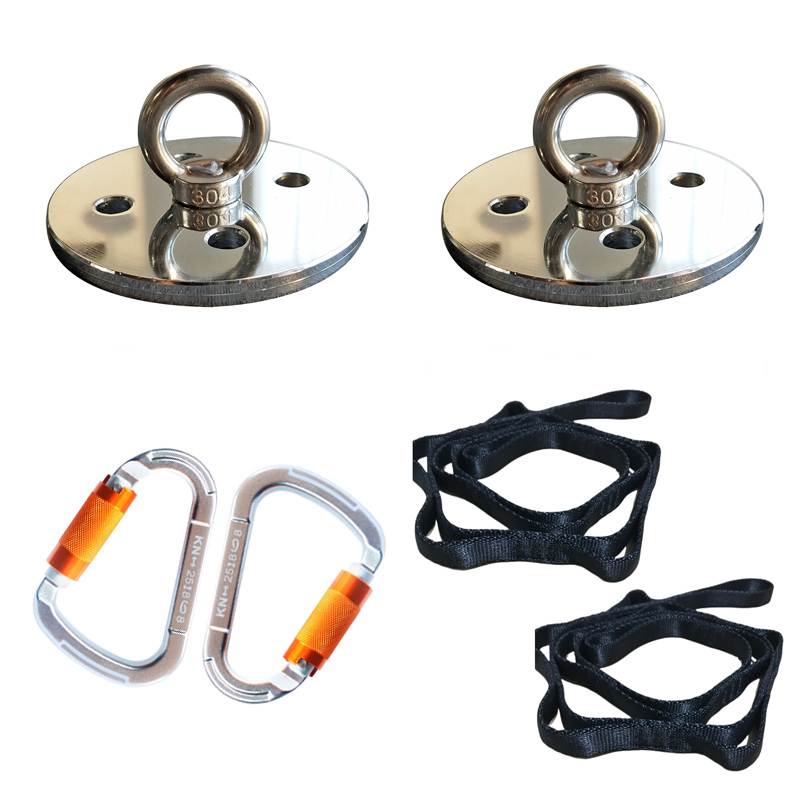 Aerial yoga hammock accessories ceiling fixed plate 25KN carabiner widened chrysanthemum rope yoga studio full set of accessories