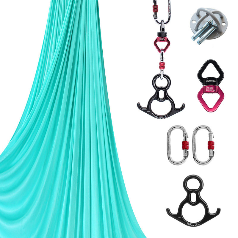 8 m Aerial Yoga Silk Satin Suit Swivel Ring 50KN Horn Accessories High Altitude Performance Monochrome Sling Fixed Tray