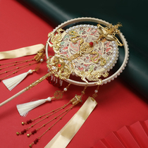 Chinese style fan wedding bride married but fan embroidery classical court Xiuhe Xi fan tassel finished material package