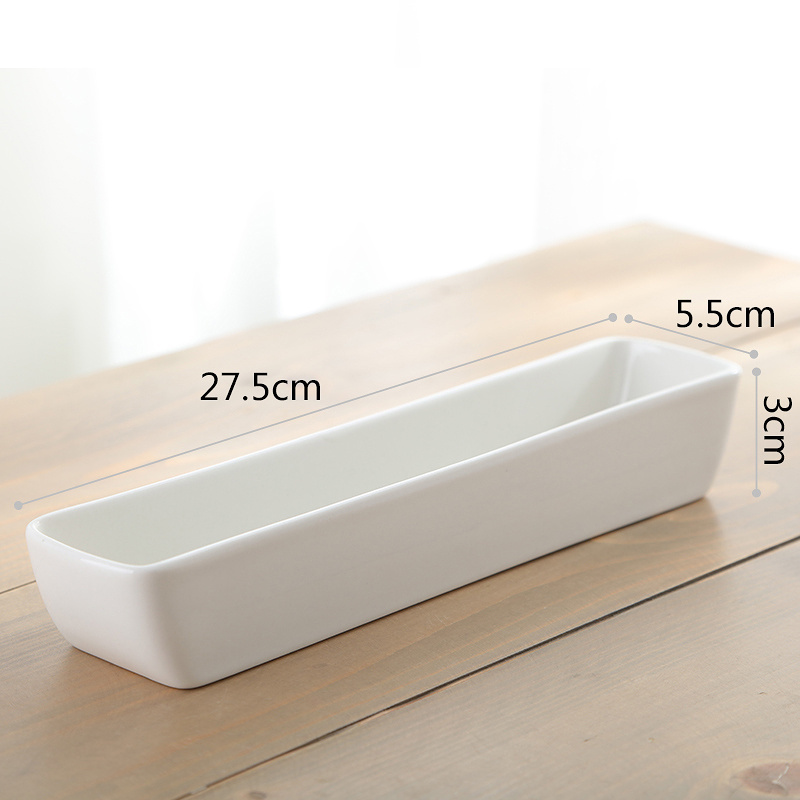 Korean-style minimalist boat-shaped flower plate creative mini succulent-controlled pot ceramic tabletop rectangular long potted flower pot