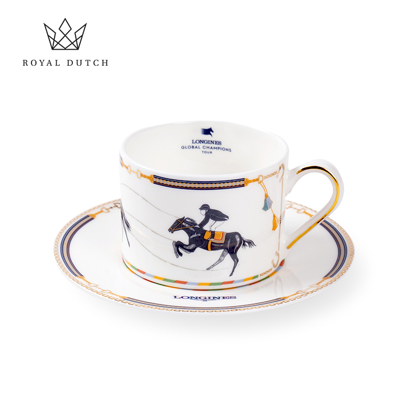 Royaldutch Shanghai Global Equestrian Championship Commemorative Bone China Coffee Cup and Saucer Gift Box Birthday Gift