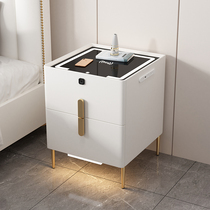 Smart bed head cabinet solid wood modern minimalist style Multi-functional mini ultra narrow fingerprint lock Wireless charging with light lavish