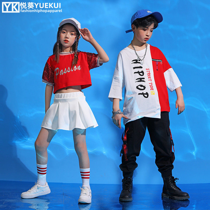 Children's cheerleading costumes primary school school sports suit boys hip-hop hip-hop trendy clothes girls jazz summer