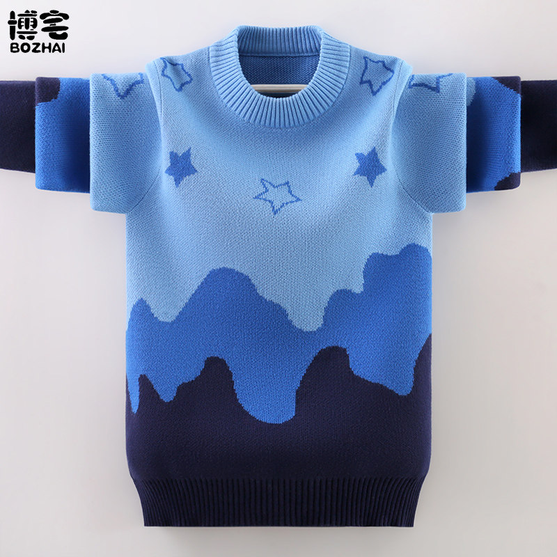 2022 Boy's sweater in autumn and winter boy with a hair plug thicken knitting tide
