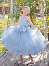 Yallinda Silk Children Fashion Tandem Dress Flower Princess Dresses Girl Piano Show Host Birthday Evening Gown