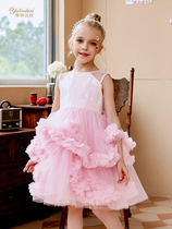 Yallinda silk girl princess dress 2022 new foreign air performance Vest Style Children Fluffy Dress Dress Dress Dress