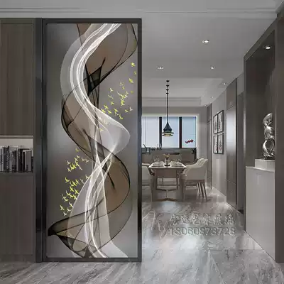 Modern art glass partition light luxury dressing room living room bedroom screen background wall aisle porch tempered customization