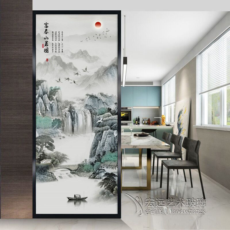 Light Extravagant Minimalist Style Landscape Art Fiberglass Fiberglass Custom Living-room Bedroom Chinese Screen Effect Partition Decoration