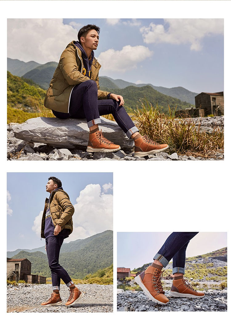 Skechers斯凯奇 男士 户外高帮马丁靴 图1
