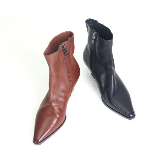 
Retro pointed cat heel short boots horse leather fashion low heel Chelsea boots versatile fashion boots mid-tube boots XC3569-3