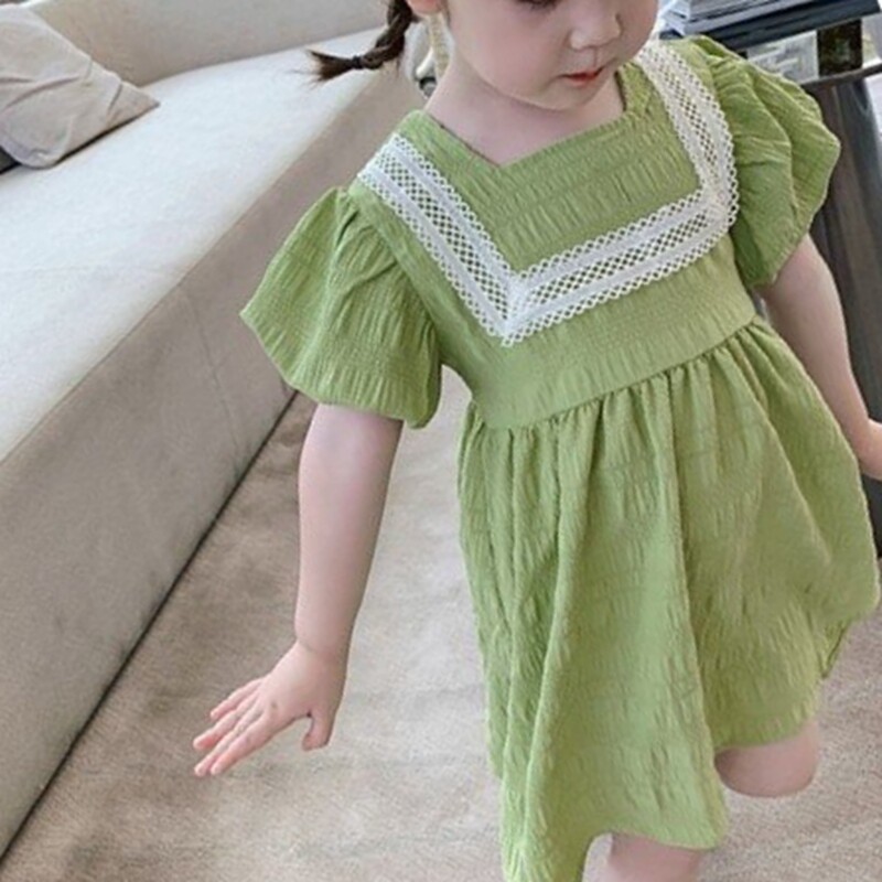 Girls dress summer 2020 new female baby foreign style skirt children bubble sleeve skirt little girl summer wear