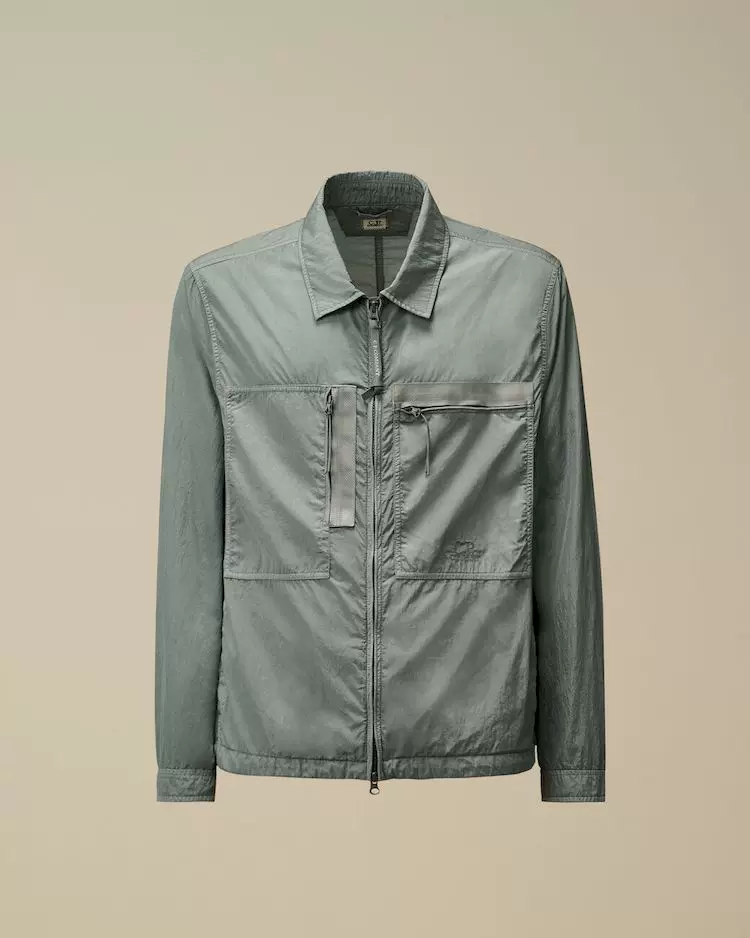 C.P.COMPANY SS25 нейлоновый куртка с молнией, карман, воротник стойка, рубашка с молнией 18CMOS092A