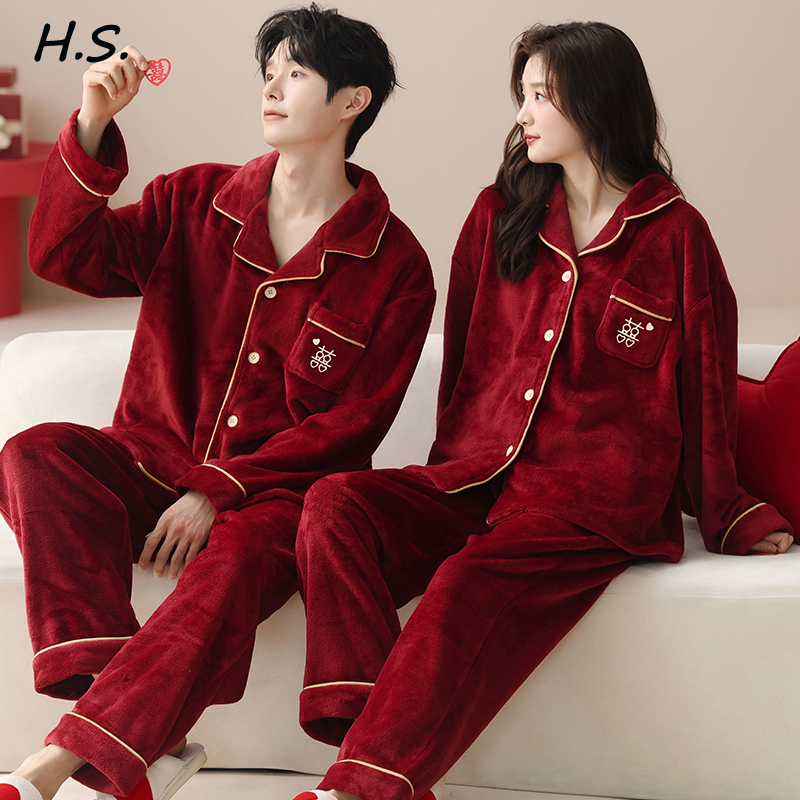 Newlywed Couple's Zodiac Year Plus-Size Pajamas 100kg Winter Coral Fleece Set Extra-Large Warm Loungewear