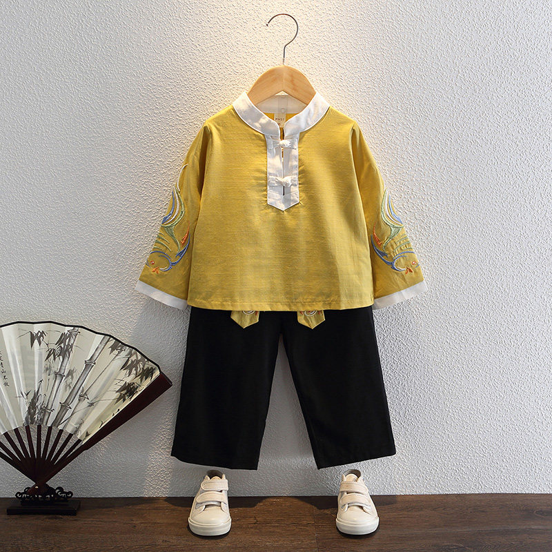 Boys Hanfu spring and autumn Chinese style boy baby long-sleeved ancient costume two-piece ancient style children's Tang costume costumes