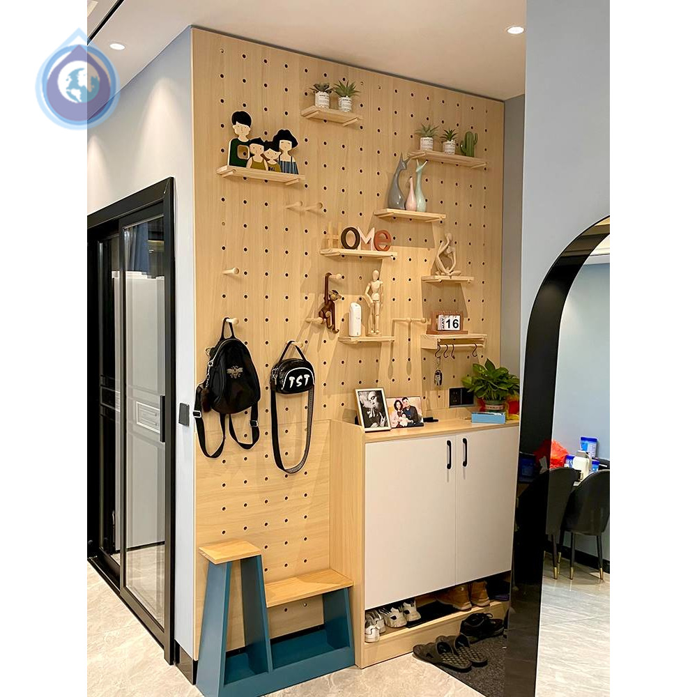 Hole-Hole Plate Wall Hung Plate Partition Wall Self-Mounted Living Room Lined-Shelf Solid Wood Wall Niches Wall Hanging Suspended Bookshelves