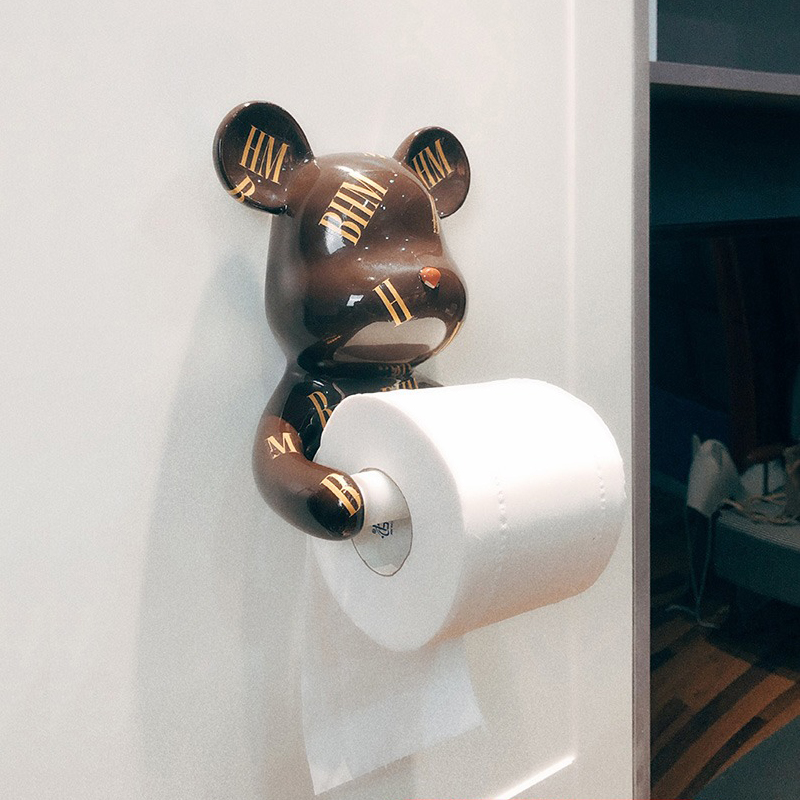 Nordic cartoon creative roll toilet paper tube hanger hole-free wall-mounted shelf Toilet bathroom powder room toilet paper box