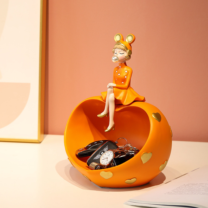 Peach Hearts Bubble Girl Genguan Key Containing Swing Piece Creative Living Room TV Cabinet Home Decoration Send Giao to New Resin 