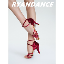 RYANDANCE (RD) drunken red velvet handmade custom Latin dance shoes low medium and high heel dance shoes