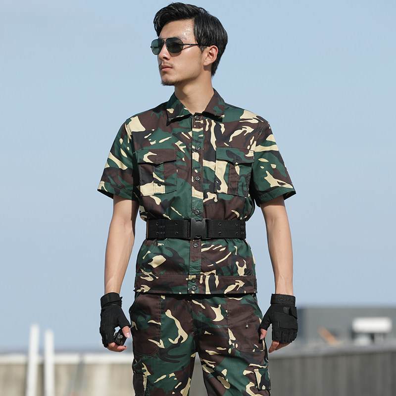 Summer outdoor short-sleeved thin hunter camouflage suit male breathable female genuine military training expansion labor insurance instructor uniform
