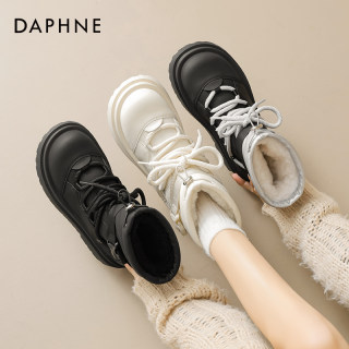 达芙妮东北白色雪地靴女冬季2025新款加绒加厚保暖防水防滑大棉鞋