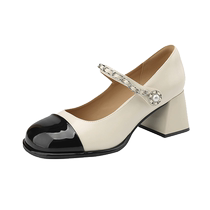 Daphne High Heels Mary Jane Shoes Womens 2024 Summer New Patent Leather Thick Heel Womens Shoes Single Shoes Versatile Small Leather Shoes