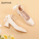 达芙妮高跟鞋女2023款女鞋春季小皮鞋粗跟单鞋珍珠法式玛丽珍鞋